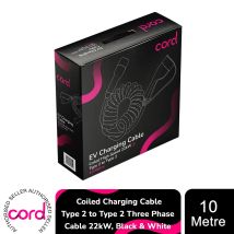Cord Coiled Charging Cable Type 2 To Type 2 Three Phase Cable 22kw, 10 Metre