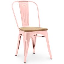 Tolix Style - Esszimmerstuhl - Industriedesign - Stahl Und Holz - Neuauflage - Stylix Pastellorange