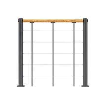 Ringhiera Per Scala Dritta - Nero - Acciaio Termolaccato - Lunghezza 1m - Corrimano In Legno - Re-i-slm-bois-nh