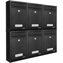 Deuba - Monzana 6x Lockable Letter Boxes Including 2 Keys Wall Mounted Mailbox Set Waterproof Weatherproof Galvanised Metal With Name Plates Modern 