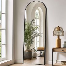Lunamirror - Gebogener Ganzkörperspiegel 179 X 65 Cm, Großer Stand- Und Wandspiegel, Für Schlafzimmer, Wohnzimmer, Flur & Eingangsbereich, Schwarz