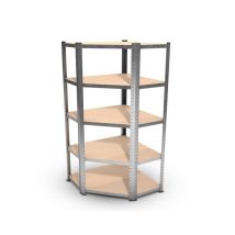 Étagère D'Angle En Métal 5 Niveaux – Charge Max 750kg – Dimensions 180 X 90 X 45 Cm – Assemblage Rapide Sans Outils – Couleur Gris – Eurospen