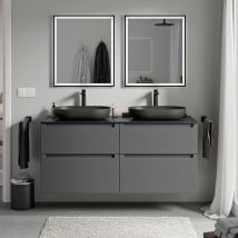 Badmöbel Unterschrank Bernstein Vireo 120cm Badmöbel: Anthrazit Matt, Waschtischplatte: Mitternachtsblau Matt