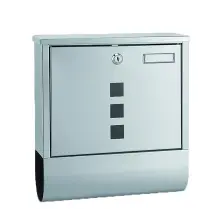 Stainless Steel Letterbox Square, With Newspaper Compartment At The Bottom