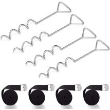 Anclajes De Suelo Para Trampolín Con Correas: Hebillas De Acero, Juego De Anclajes Para Trampolín En Espiral De Acero, Accesorio Para Trampolín, 
