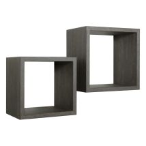 Ahd Amazing Home Design - Rechteckiger 2er Set Wandregal Mod. Q-bis Maxi Farbe Eiche Dunkel