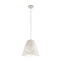 Suspension Crumple En Céramique Blanche Et Métal, Douille E27, Design Élégant Et Moderne, Idéale Pour L'Éclairage Intérieur
