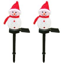 2er-pack Solar-schneemann-lichter, Weihnachts-solarlichter, Garten-schneemann, Dekorative Gartenbeleuchtung
