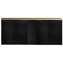 [en.casa] - Waschbeckenunterschrank Skelbolu Mit 5 Türen 140x60x40cm Schwarz/eichenoptik