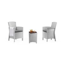 Altri - Ensemble De Salon D'Extérieur Jupiter, Ensemble De Jardin Avec Coussins, Ensemble De Salon D'Intérieur Effet Rotin, 100% Made In Italy, Blanc