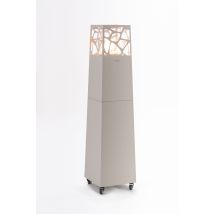 Planika – Pyramid, Estufa De Gas Para Exterior De Diseño Moderno, Chimenea De Exterior Para Jardín (gris Seda).