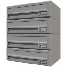Ju - Hausbrieffachanlage 4-teilig, 375 X 440 X 280 Mm, Stahl Grau Ral 9007