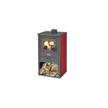 Led Leds - Stufa A Legna Kursal De Luxe Rosso 49x46xh93 Cm. 9kw