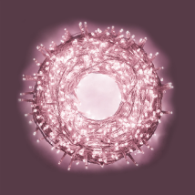 Chaine A' Cordes Luccika Home Se'rie 5 M De 100 Guirlandes Lumineuses Pour Sapin De Noel A' Led Rose 31v Cable Transparent Avec 8 Jeux De Lumie're Et 