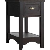 Beistelltisch Mit Schublade Und Ablage, 2-stöckiger Sofatisch, Schmaler Nachttisch, Kaffeetisch Für Wohnzimmer, Schlafzimmer, 56 X 33 X 58,5 Cm (