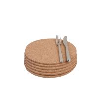 T&g Woodware 6 Sottobicchieri Rotondi In Sughero Naturale, 22 X 0,6 Cm