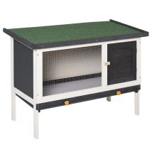 Conejera De Madera Exterior Jaula Elevada Para Conejos Cobayas Animales Pequeños Con Techo Asfáltico Abatible Bandejas Extraíbles Puerta 90x45x65cm