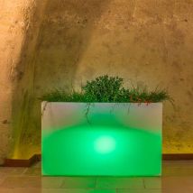 Blumenkübel Lampe Eckig 90x30 Cm Höhe Mod. Flowerpot Top Led Mit Grüne Lampe