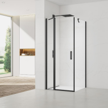 Set Porta/parete Girevole Anti-calcare Fusion 80x80cm Con Profili Neri Opachi (satfudp100s80-set) - Swiss Aqua Technologies
