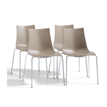 Chaise Design, Lot De 4 Chaises De Salon Zebra Scab Design Taupe En Plastique, Scab Design