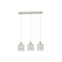 Suspension Barre Chromée Elmo, 3 Globes Verre, E14 Reality
