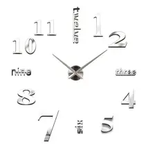 Reloj De Pared 3d Diy Sin Marco Pegatina De Espejo Silenciosa Decoración Para El Hogar La Oficina Y La Escuela (plata)