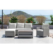 Out&out Original - Mint Essentials Stockholm Outdoor Chaise Lounge Set With Armchair- Rattan Garden Removable Cushions
