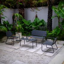 Set Andria Di 4 Mobili Da Giardino In Acciaio Tavolino Panca E 2 Sedie - Antracite Casa.pro
