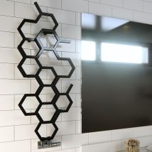 Terma - 1220 X 486mm Hex Designer Radiator Vertical Matt Black Single Panel
