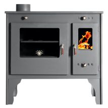 Holzherd Prometey Eco Retro – 7 Kw – Vintage-stil, Umweltfreundlicher Wirkungsgrad, Gussplatte Und Rauchrohr Links – Energieklasse A