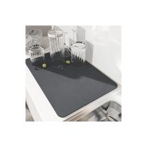 Dish Drying Mat, Super Absorbent Dish Drainer Mat, Quick Drying Nanofiber Kitchen Sink Mat, Machine Washable Kitchen Draining Mat, 40 X 30 Cm (gray)