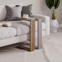 Decortie Muju Table Moderne En Forme De C Effet Chêne Or Effet Marbre Gris Moka Polyvalent H 57cm