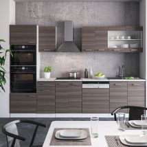 Vicco - Mueble De Cocina R-line, Precioso Gris/blanco, 300 Cm Con Armario Alto, Et Mármol