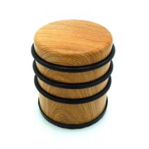 OSE – Tope de puerta imitación madera y goma – Acero inoxidable – Diámetro: 7 cm – Altura: 7,8 cm – Peso: 1,2 kg