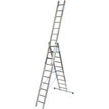 Escalera multiusos profesional KRAUSE STABILO + S de 3 tramos – Aluminio robusto – Peldaños estrechos 30 mm – Cumple normativas TRBS 2121-2