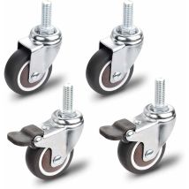 Ruedas Para Muebles, 2 Ruedas Giratorias Con Freno + 2 Ruedas Giratorias Sin Freno, Ruedas Universales Para Muebles M10x25 Mm, Capacidad De Carga 40 