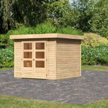 Abri De Jardin Karibu Askola 3,5 Bois Brut 19mm 5,95m² Double Porte Vitrée