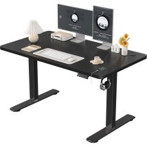 Devoko - Höhenverstellbarer Stehtisch, 120 X 60 Cm, Stehtisch, Schreibtisch Mit Spleißplatte, Schwarzer Rahmen/schwarze Platte