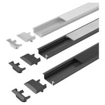 Hs Rowe - Profil Led Channelline C Noir L2m Alu + Profil De Couverture