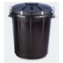 Runder Abfalleimer mit Deckel 70l schwarz – 8413020132606