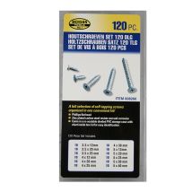 Benson Holzschrauben-Set 120-teilig 10 x 3,5 x 12 mm, 10 x 3,5 x 20 mm, 10 x 3,5 x 25 mm, 10 x 4 x 12 mm, 10 x 4 x 20 mm, 10 x 4 x 25 mm, 10 x 4 x 30 