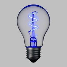 E27 Lampe 36V Tropfenlampe spiralförmig blau Ø60mm 0,4 Watt Dekoratives LED-Filament