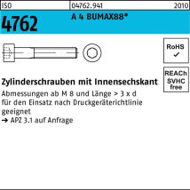 Bufab - Zylinderschraube Iso 4762 M.innensechskant M 10 X 20 A 4 Bumax88