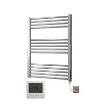 Manissa - York Flat Chrome Electric Towel Rail 500 X 800mm Towel Radiator + Timer / Room Thermostat