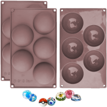 3 Pack Baking Molds, Large 5 Cavity Semi-sphere Silicone Mold For Making Chocolate, Cake, Jelly, Dome Mousse
