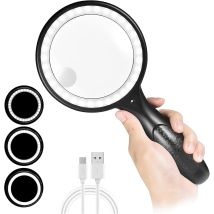 Leselupe, 60x, 30x, 33-fache Led-lupe Mit Licht, Usb-wiederaufladbare Led-lupe, 3 Beleuchtungsmodi, Beleuchtete Leselupe