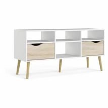 Tvilum Tv-möbel 4 Nischen 2 Schubladen Weiß Eiche 117 Cm