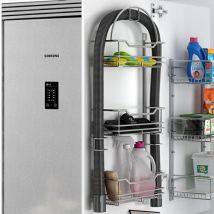Estante accesorios aspirador – Acero – Cromo brillo – 76,5 cm alto – 39,2 cm ancho – 8,5 cm fondo