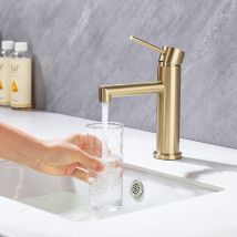 Onece - Grifo De Lavabo, Grifo Baño Monomando Dorado, Grifos Mezclador Para Lavabo Anti-ruido, Grifo Lavabo De Acero Inoxidable 304, Aireador 