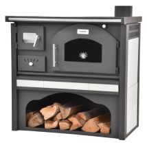 Stahl Kaminofen Mit Backofen Und Sichtfenster, 5,7 Kw, Beige